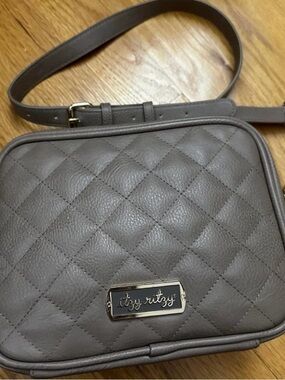 Itzy Ritzy Quilted Crossbody Bag in Taupe Gray